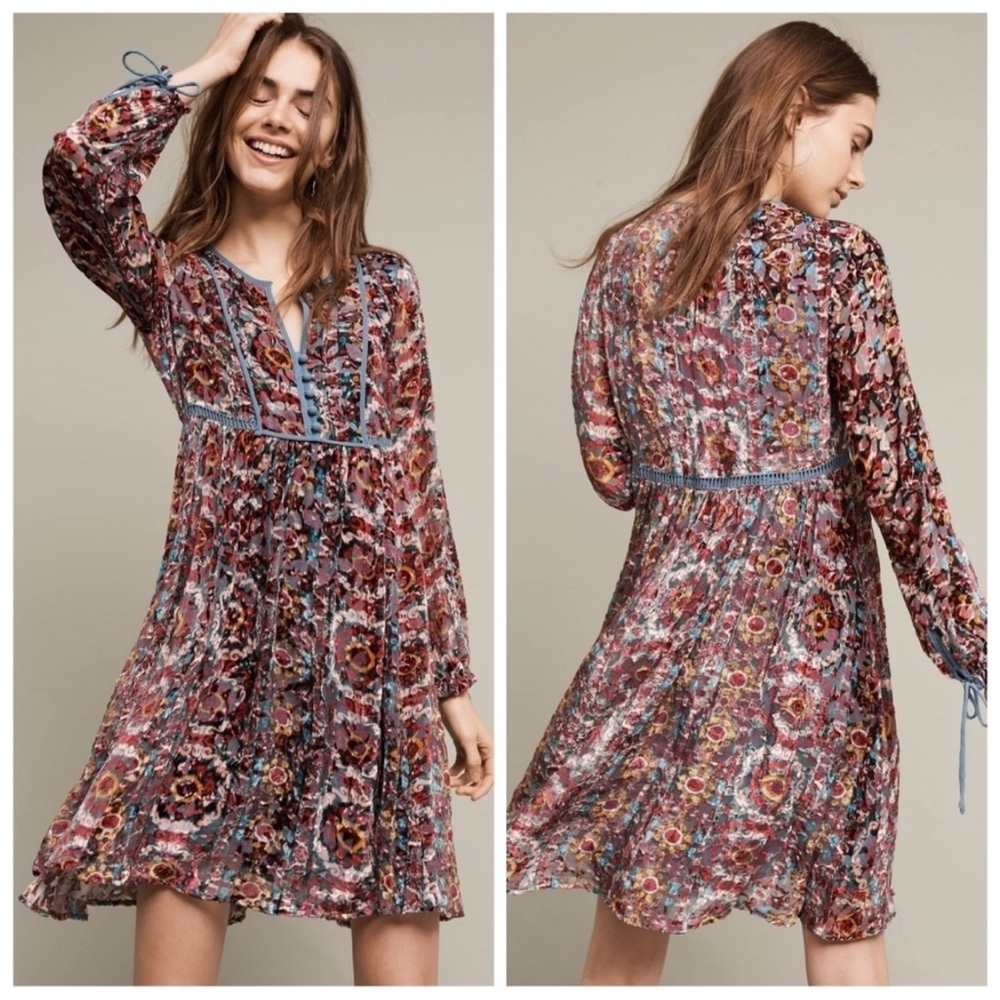 Anthropologie - Floreat Abia Velvet Peasant Dress size XS